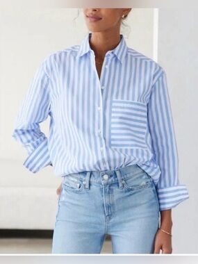 AYR The Deep End Blue and White Striped Button-Down Shirt